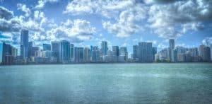Landscape view of the city from the water